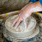 Daniel Boyle at work in his pottery 2019